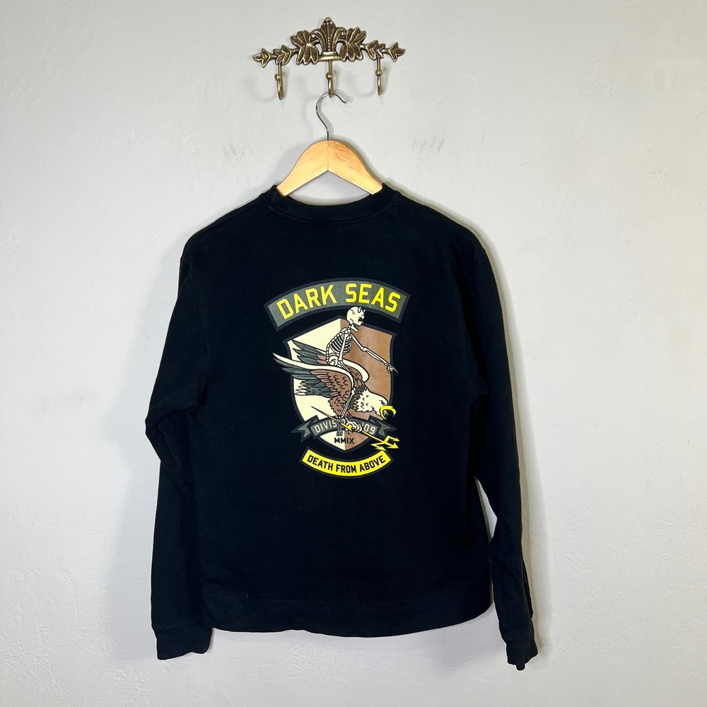 Dark Seas Sweatshirt Death From Above Mens Size S Black Graphic Eagle Skeleton